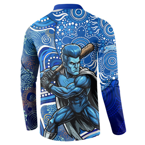 Adelaide Strikers Button Sweatshirt Indigenous Dot Art Superhero Batter Tribal Pattern