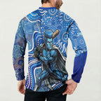 Adelaide Strikers Button Sweatshirt Indigenous Dot Art Superhero Batter Tribal Pattern