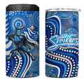 Adelaide Strikers 4 in 1 Can Cooler Tumbler Indigenous Dot Art Superhero Batter Tribal Pattern