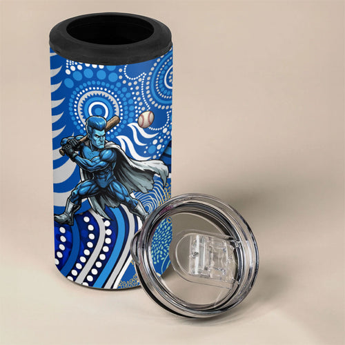 Adelaide Strikers 4 in 1 Can Cooler Tumbler Indigenous Dot Art Superhero Batter Tribal Pattern