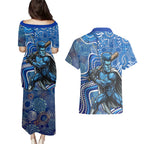 Adelaide Strikers Couples Matching Puletasi and Hawaiian Shirt Indigenous Dot Art Superhero Batter Tribal Pattern
