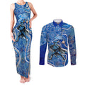 Adelaide Strikers Couples Matching Tank Maxi Dress and Long Sleeve Button Shirt Indigenous Dot Art Superhero Batter Tribal Pattern