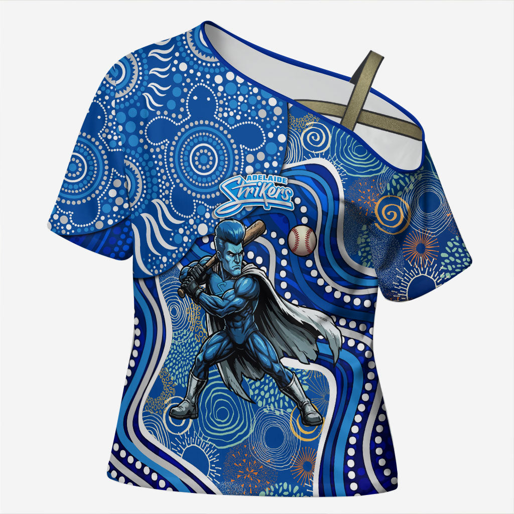 Adelaide Strikers Cross Shoulder Shirt Indigenous Dot Art Superhero Batter Tribal Pattern