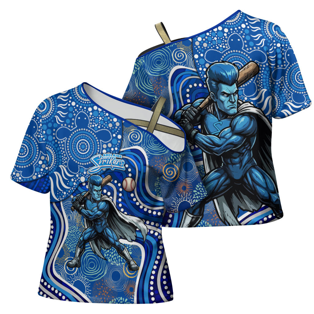 Adelaide Strikers Cross Shoulder Shirt Indigenous Dot Art Superhero Batter Tribal Pattern
