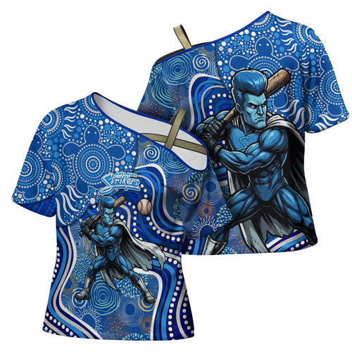 Adelaide Strikers Cross Shoulder Shirt Indigenous Dot Art Superhero Batter Tribal Pattern