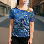Adelaide Strikers Cross Shoulder Shirt Indigenous Dot Art Superhero Batter Tribal Pattern