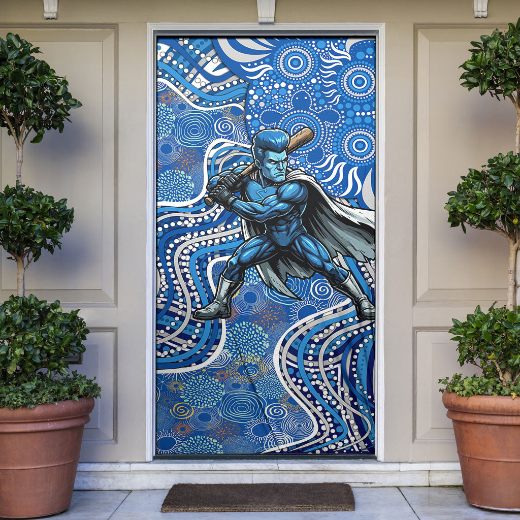 Adelaide Strikers Door Cover Indigenous Dot Art Superhero Batter Tribal Pattern