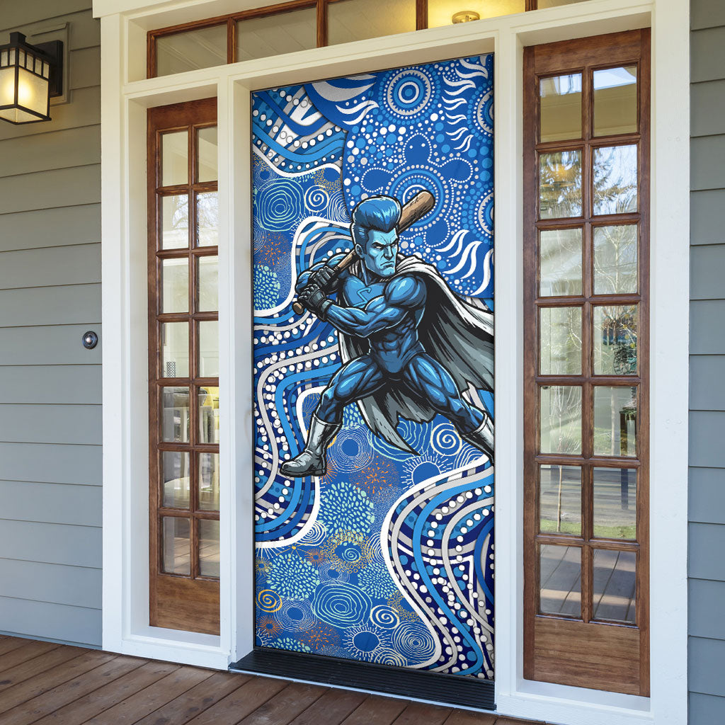 Adelaide Strikers Door Cover Indigenous Dot Art Superhero Batter Tribal Pattern