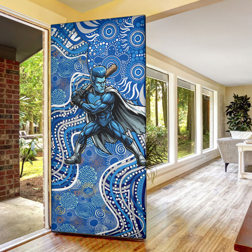 Adelaide Strikers Door Cover Indigenous Dot Art Superhero Batter Tribal Pattern