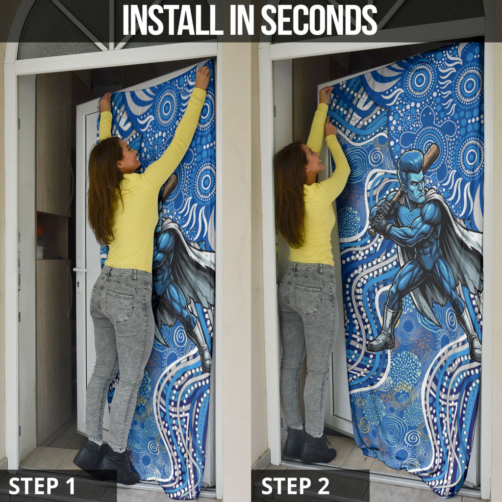 Adelaide Strikers Door Cover Indigenous Dot Art Superhero Batter Tribal Pattern