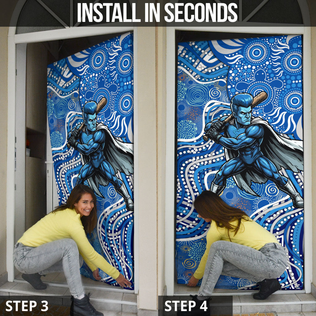 Adelaide Strikers Door Cover Indigenous Dot Art Superhero Batter Tribal Pattern