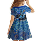 Adelaide Strikers Family Matching Long Sleeve Bodycon Dress and Hawaiian Shirt Indigenous Dot Art Superhero Batter Tribal Pattern