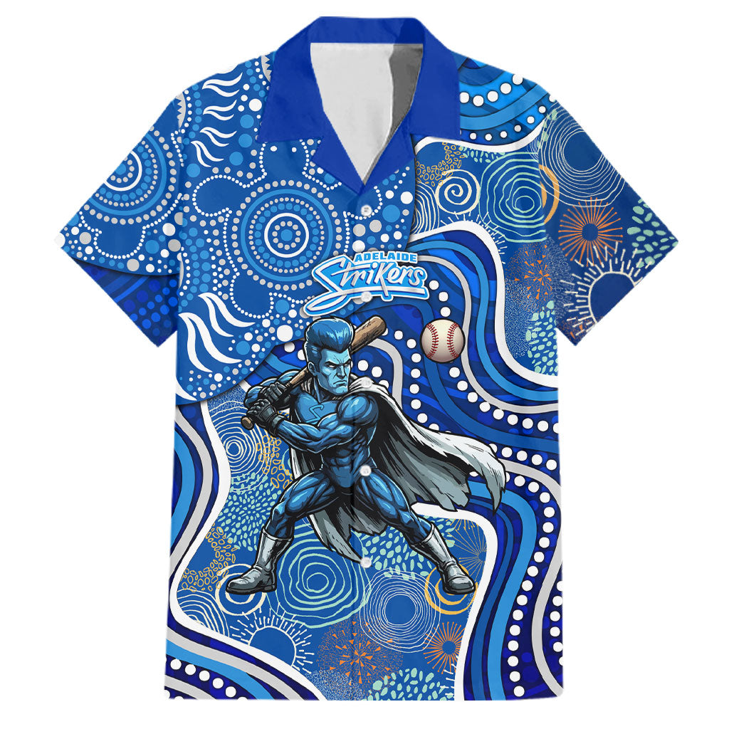 Adelaide Strikers Family Matching Long Sleeve Bodycon Dress and Hawaiian Shirt Indigenous Dot Art Superhero Batter Tribal Pattern
