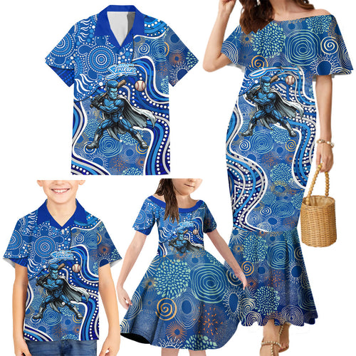 Adelaide Strikers Family Matching Mermaid Dress and Hawaiian Shirt Indigenous Dot Art Superhero Batter Tribal Pattern