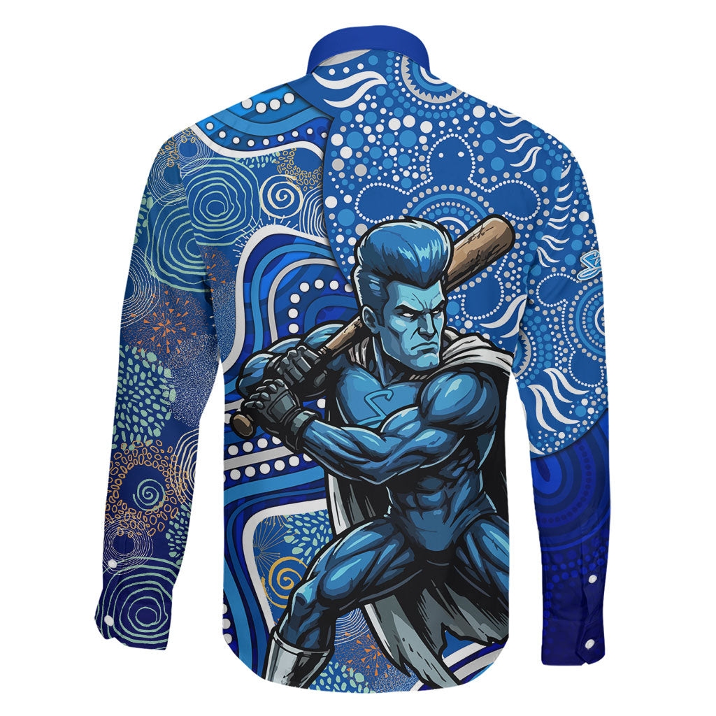Adelaide Strikers Family Matching Mermaid Dress and Hawaiian Shirt Indigenous Dot Art Superhero Batter Tribal Pattern