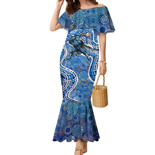 Adelaide Strikers Family Matching Mermaid Dress and Hawaiian Shirt Indigenous Dot Art Superhero Batter Tribal Pattern