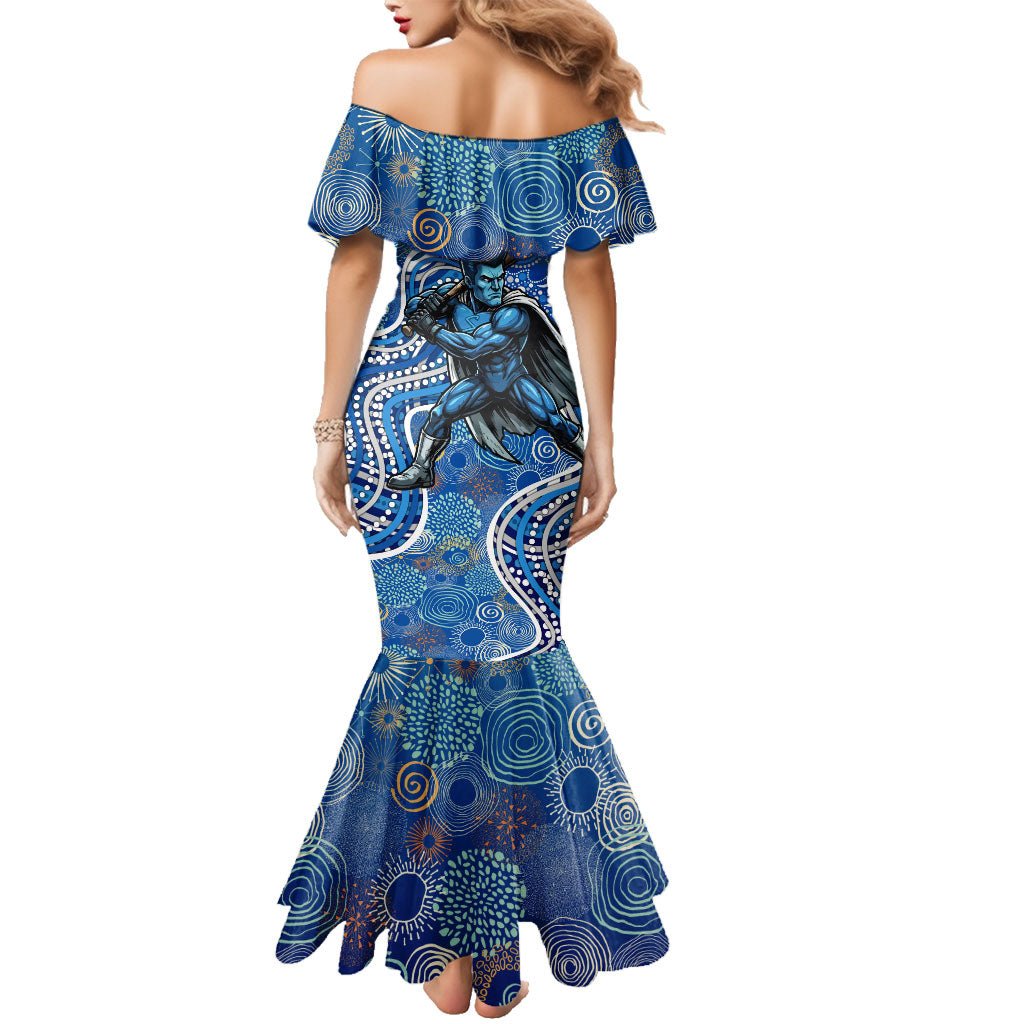 Adelaide Strikers Family Matching Mermaid Dress and Hawaiian Shirt Indigenous Dot Art Superhero Batter Tribal Pattern