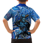 Adelaide Strikers Family Matching Off The Shoulder Long Sleeve Dress and Hawaiian Shirt Indigenous Dot Art Superhero Batter Tribal Pattern