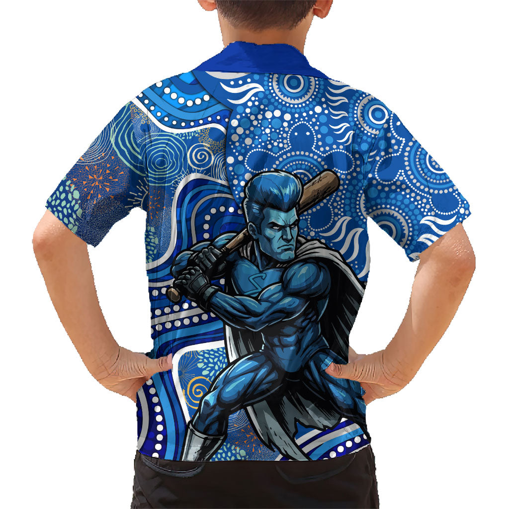 Adelaide Strikers Family Matching Off Shoulder Maxi Dress and Hawaiian Shirt Indigenous Dot Art Superhero Batter Tribal Pattern