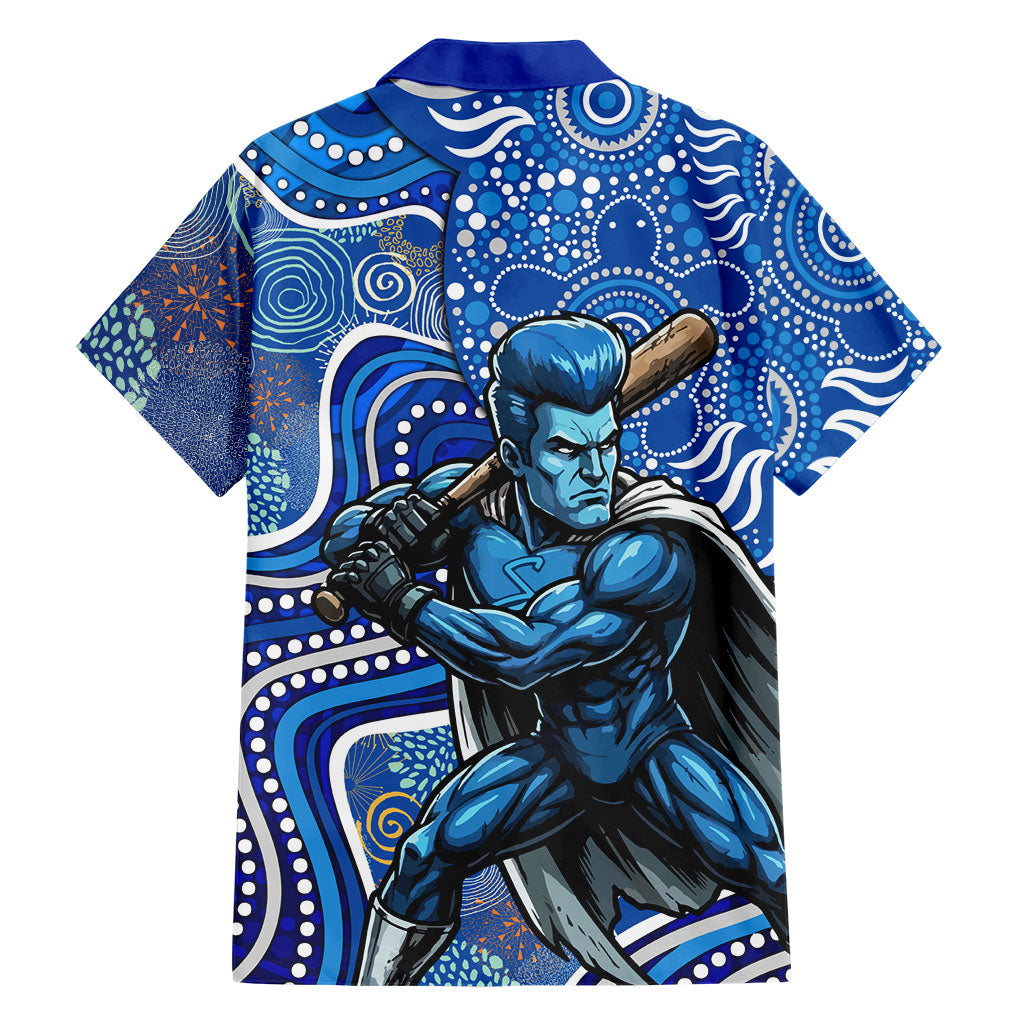 Adelaide Strikers Family Matching Off Shoulder Maxi Dress and Hawaiian Shirt Indigenous Dot Art Superhero Batter Tribal Pattern