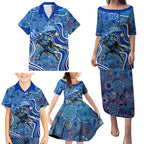 Adelaide Strikers Family Matching Puletasi and Hawaiian Shirt Indigenous Dot Art Superhero Batter Tribal Pattern