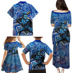 Adelaide Strikers Family Matching Puletasi and Hawaiian Shirt Indigenous Dot Art Superhero Batter Tribal Pattern