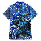 Adelaide Strikers Family Matching Short Sleeve Bodycon Dress and Hawaiian Shirt Indigenous Dot Art Superhero Batter Tribal Pattern