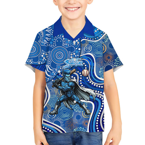 Adelaide Strikers Family Matching Summer Maxi Dress and Hawaiian Shirt Indigenous Dot Art Superhero Batter Tribal Pattern