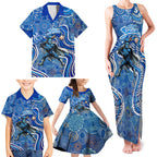 Adelaide Strikers Family Matching Tank Maxi Dress and Hawaiian Shirt Indigenous Dot Art Superhero Batter Tribal Pattern