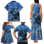 Adelaide Strikers Family Matching Tank Maxi Dress and Hawaiian Shirt Indigenous Dot Art Superhero Batter Tribal Pattern