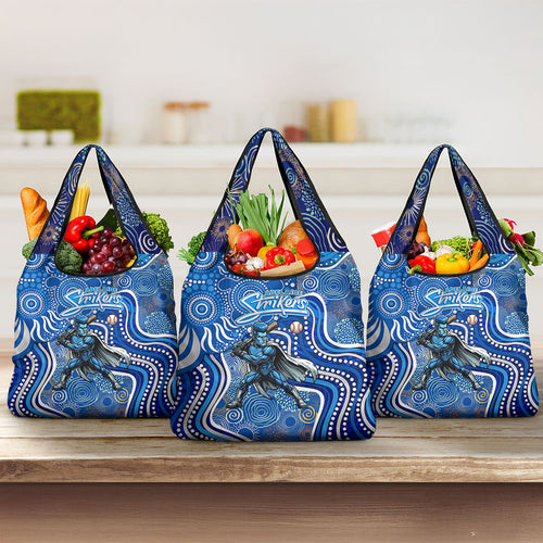 Adelaide Strikers Grocery Bag Indigenous Dot Art Superhero Batter Tribal Pattern