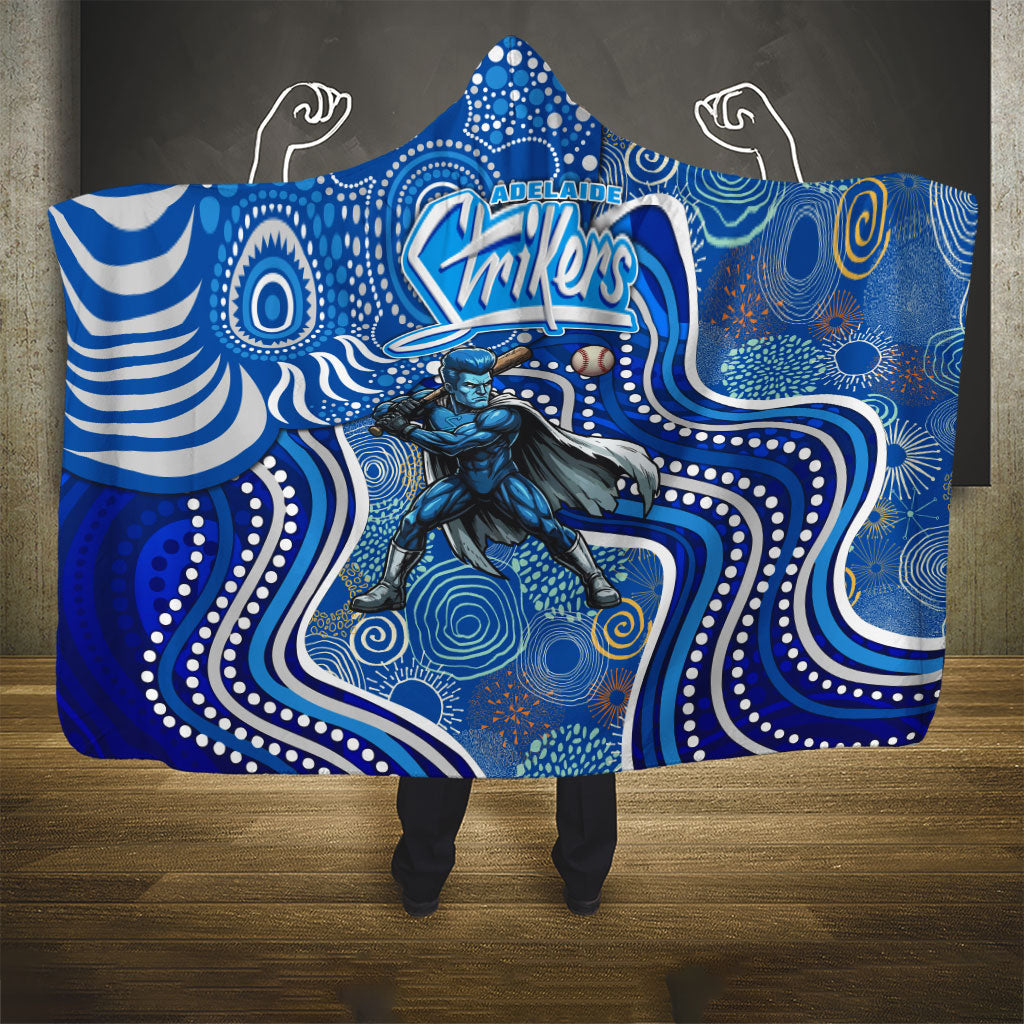 Adelaide Strikers Hooded Blanket Indigenous Dot Art Superhero Batter Tribal Pattern