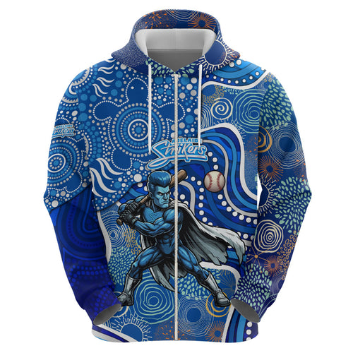 Adelaide Strikers Hoodie Indigenous Dot Art Superhero Batter Tribal Pattern