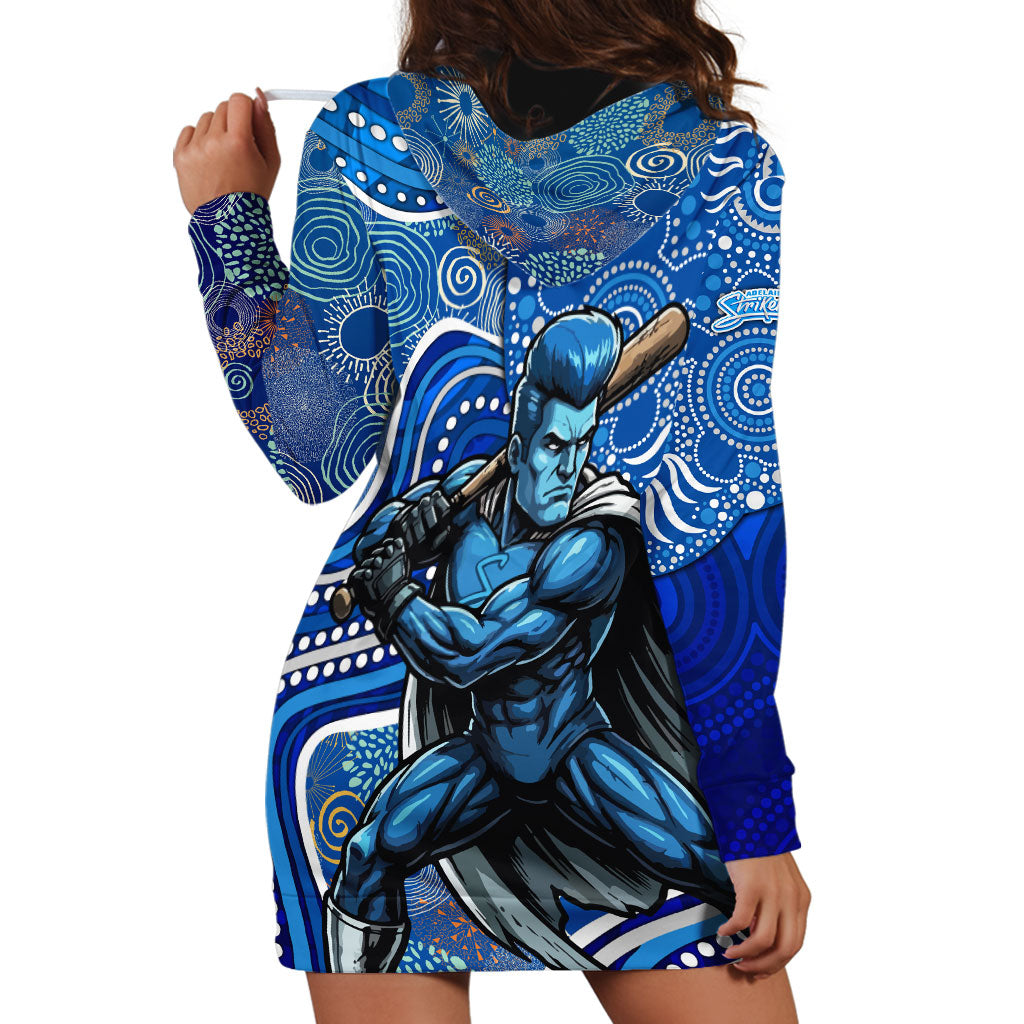 Adelaide Strikers Hoodie Dress Indigenous Dot Art Superhero Batter Tribal Pattern