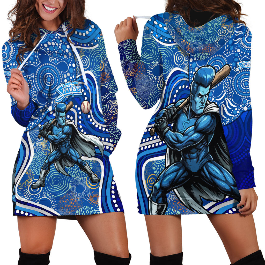 Adelaide Strikers Hoodie Dress Indigenous Dot Art Superhero Batter Tribal Pattern