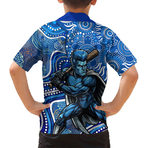 Adelaide Strikers Kid Hawaiian Shirt Indigenous Dot Art Superhero Batter Tribal Pattern