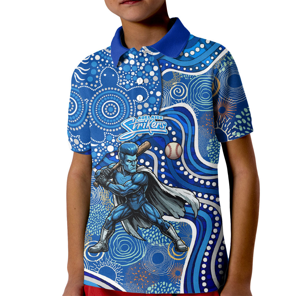 Adelaide Strikers Kid Polo Shirt Indigenous Dot Art Superhero Batter Tribal Pattern