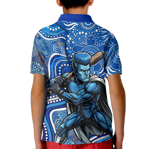 Adelaide Strikers Kid Polo Shirt Indigenous Dot Art Superhero Batter Tribal Pattern