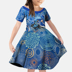 Adelaide Strikers Kid Short Sleeve Dress Indigenous Dot Art Superhero Batter Tribal Pattern