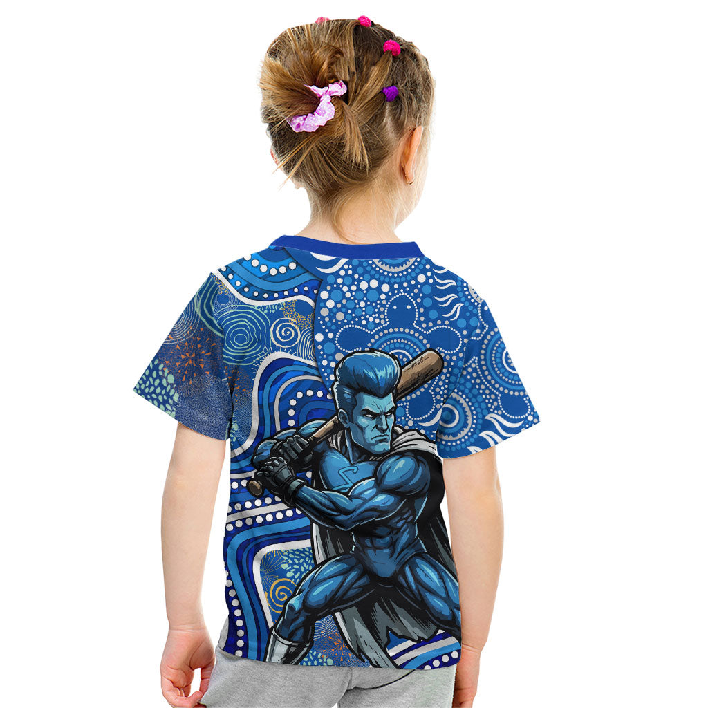Adelaide Strikers Kid T Shirt Indigenous Dot Art Superhero Batter Tribal Pattern