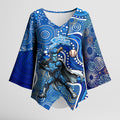 Adelaide Strikers Kimono Sleeve Blouse Indigenous Dot Art Superhero Batter Tribal Pattern