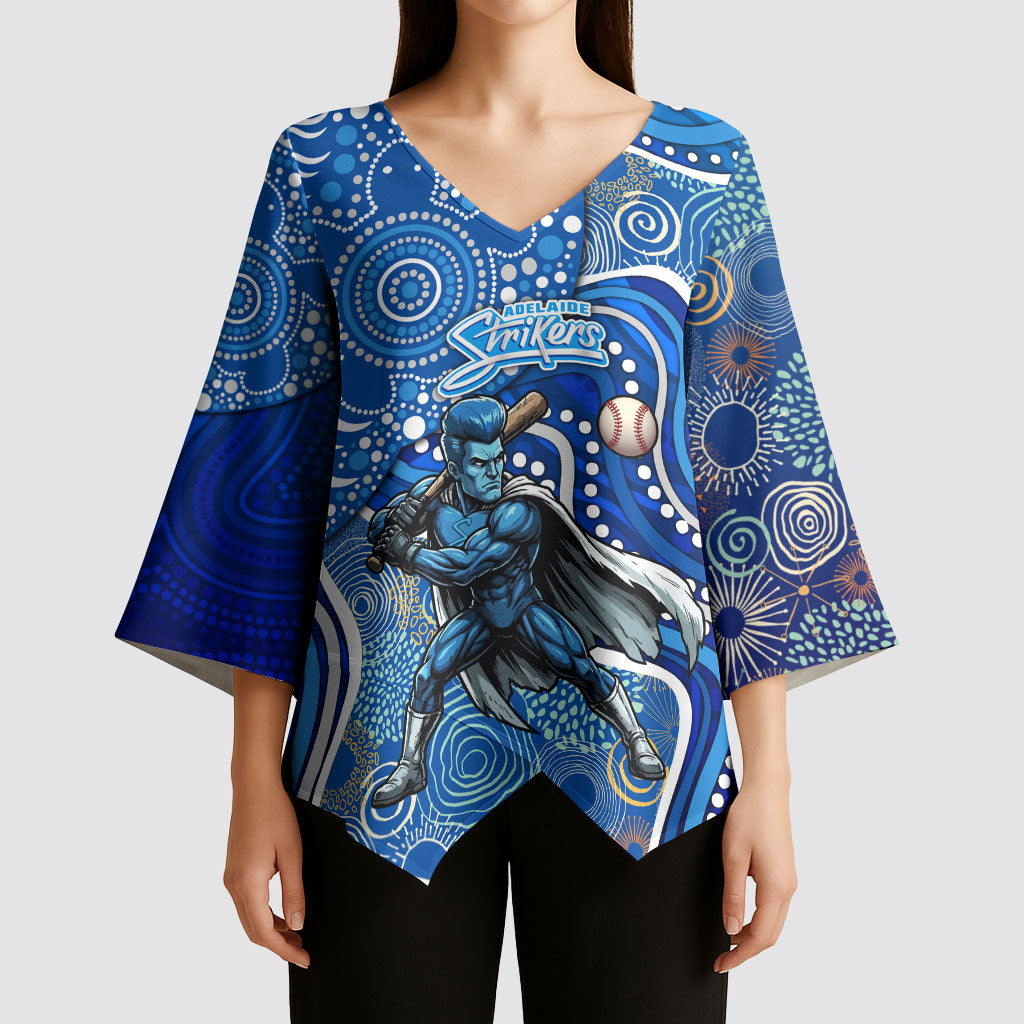 Adelaide Strikers Kimono Sleeve Blouse Indigenous Dot Art Superhero Batter Tribal Pattern