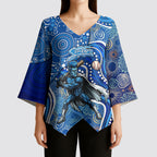 Adelaide Strikers Kimono Sleeve Blouse Indigenous Dot Art Superhero Batter Tribal Pattern