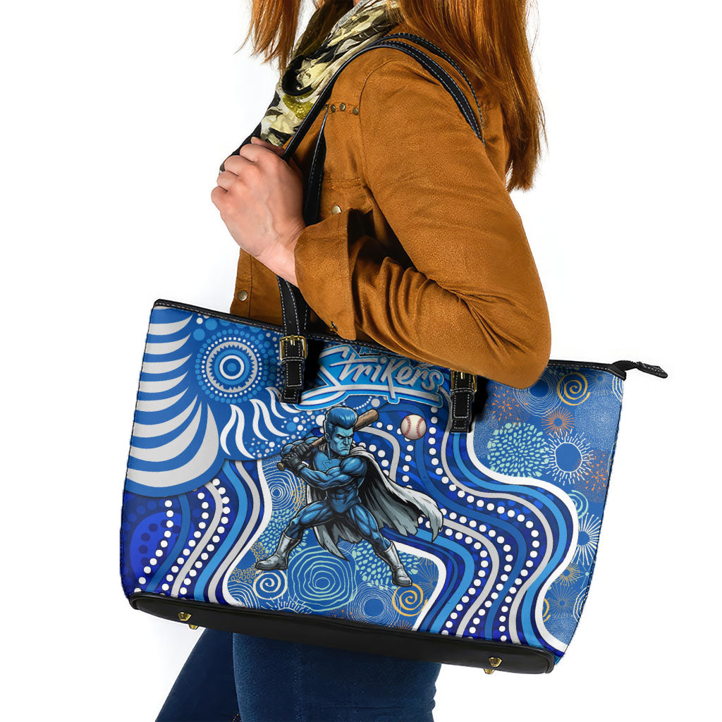 Adelaide Strikers Leather Tote Bag Indigenous Dot Art Superhero Batter Tribal Pattern
