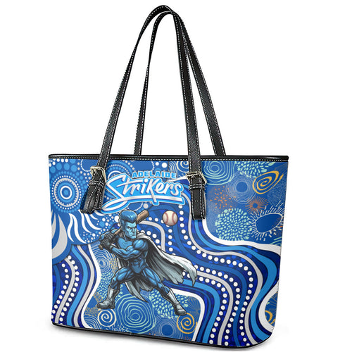Adelaide Strikers Leather Tote Bag Indigenous Dot Art Superhero Batter Tribal Pattern