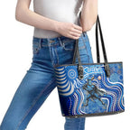 Adelaide Strikers Leather Tote Bag Indigenous Dot Art Superhero Batter Tribal Pattern