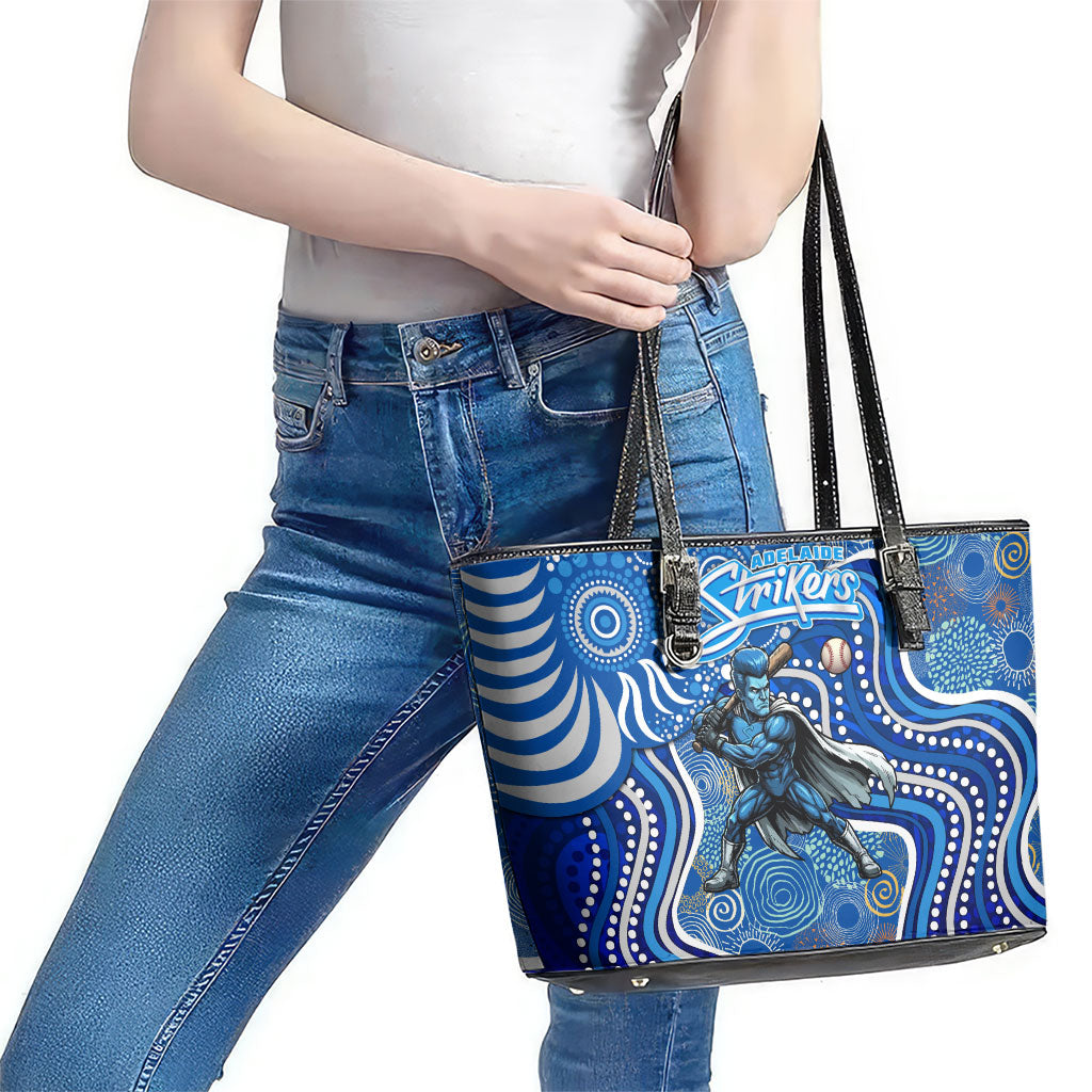 Adelaide Strikers Leather Tote Bag Indigenous Dot Art Superhero Batter Tribal Pattern