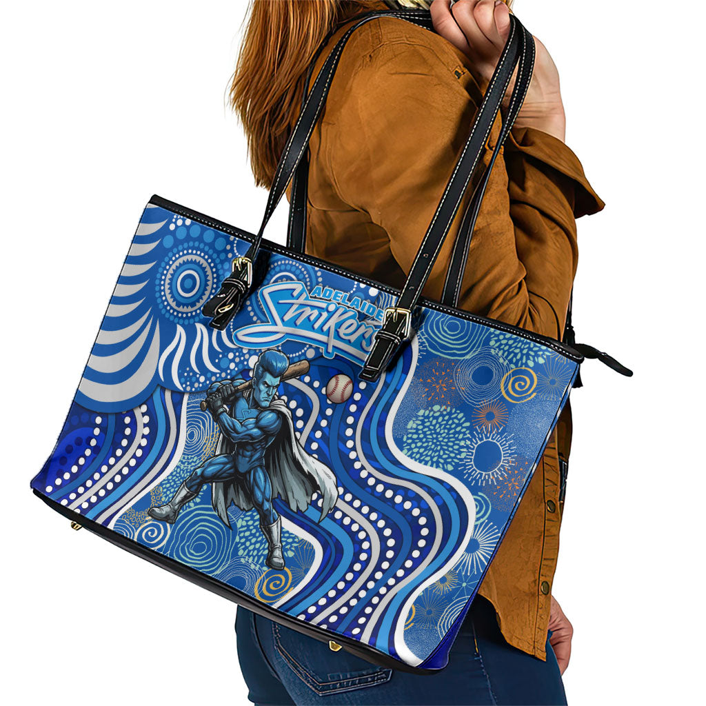 Adelaide Strikers Leather Tote Bag Indigenous Dot Art Superhero Batter Tribal Pattern