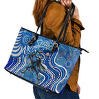 Adelaide Strikers Leather Tote Bag Indigenous Dot Art Superhero Batter Tribal Pattern
