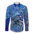 Adelaide Strikers Long Sleeve Button Shirt Indigenous Dot Art Superhero Batter Tribal Pattern